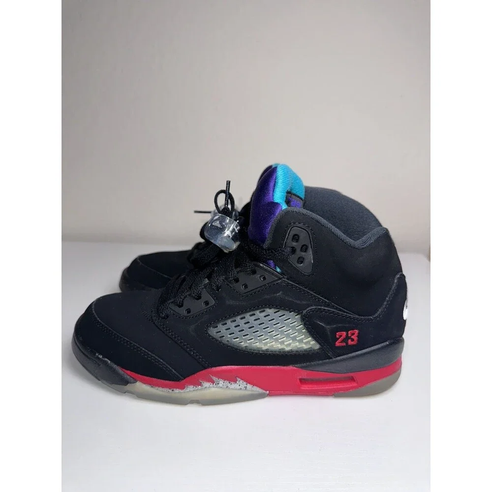 Jordan Air Jordan 5Y Mid Top Basketball Sneakers Black Purple Red